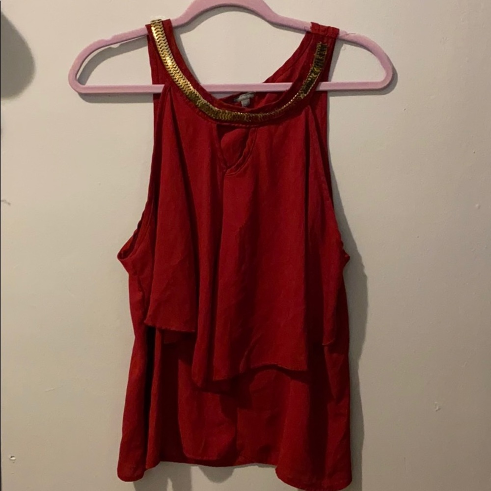 Red sleeveless top
